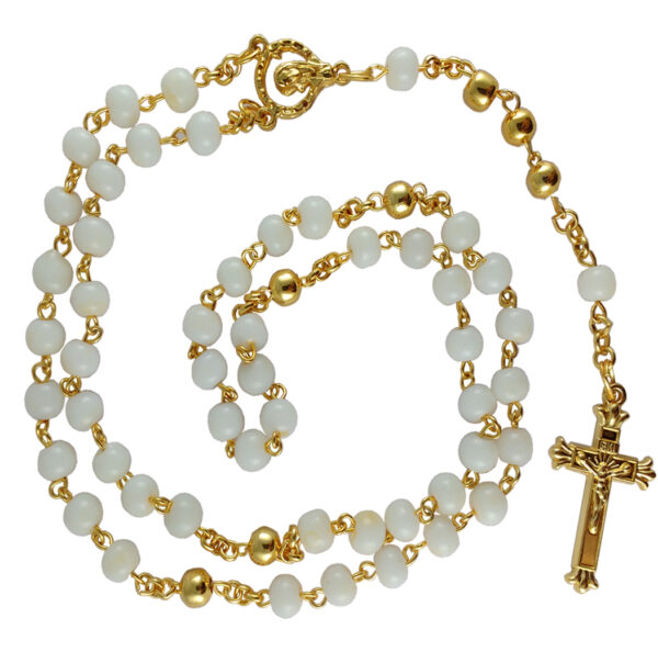 Rosary White+Metal 6mm G